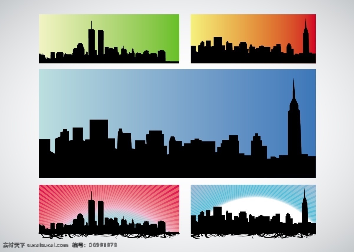 纽约市 天际线 建筑 美国 市中心 中心 美国人 矢量图 其他矢量图