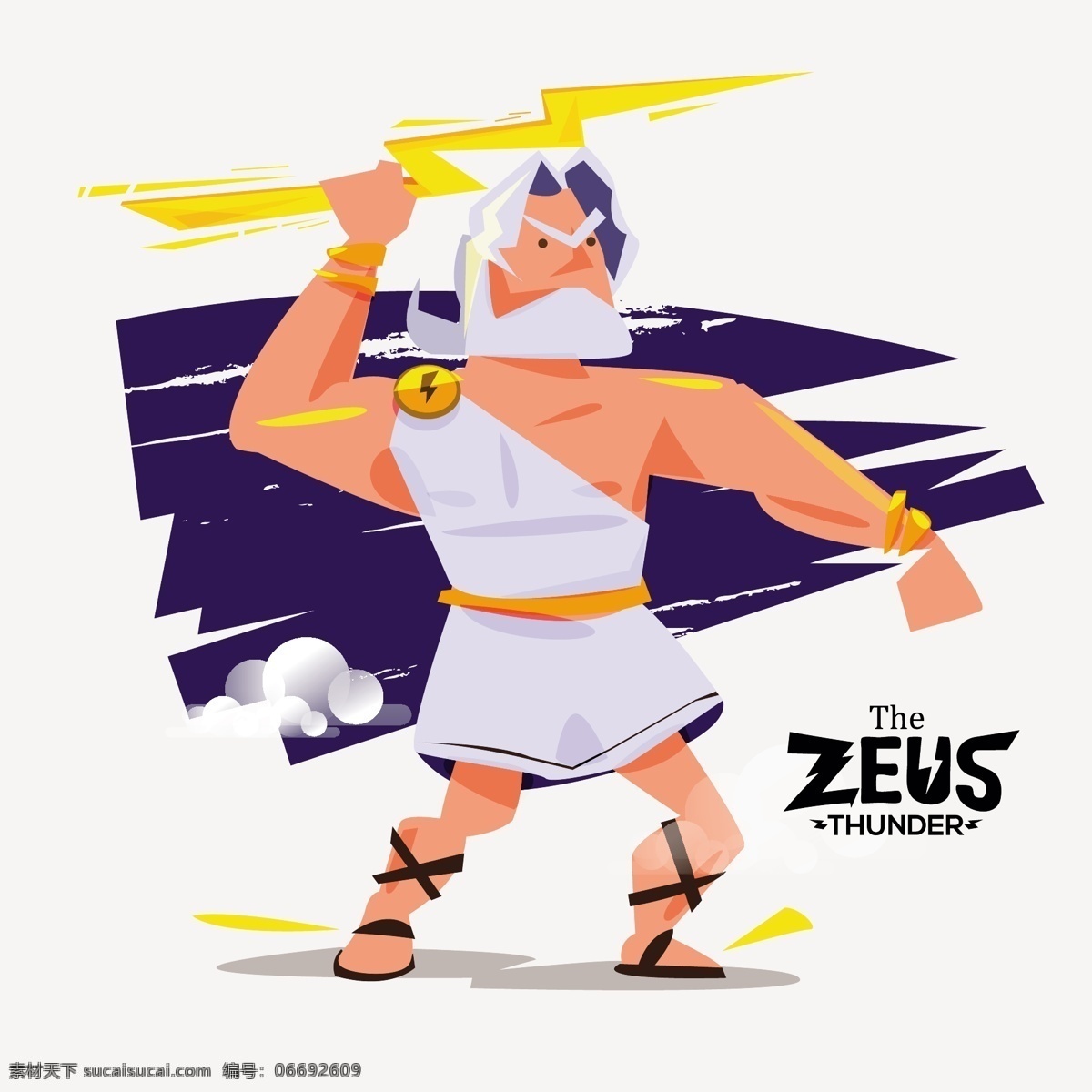 卡通 希腊 众神 之神 宙斯 矢量 神话 众神之神 男子 闪电 动漫动画 动漫人物 格式