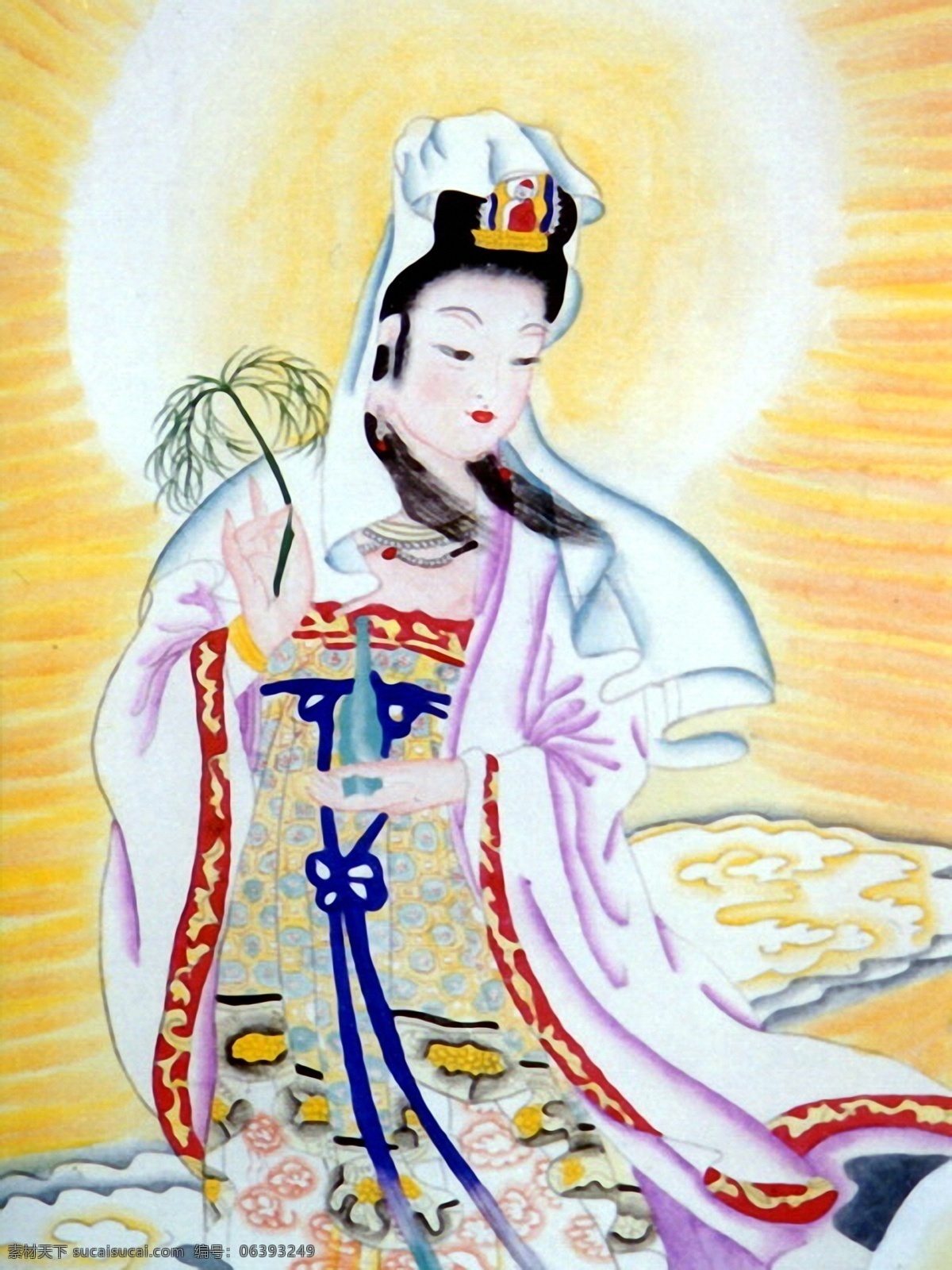 观音佛像 手绘仙佛 佛教文化 中国画 设计素材 神仙佛像 中国画篇 书画美术 黄色