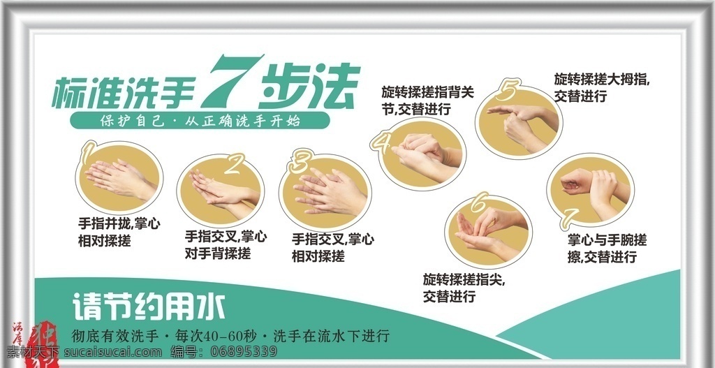 7步洗手 标准洗手法 7步洗手法 七步洗手 卫生间贴图 洗手七步法 室内广告设计