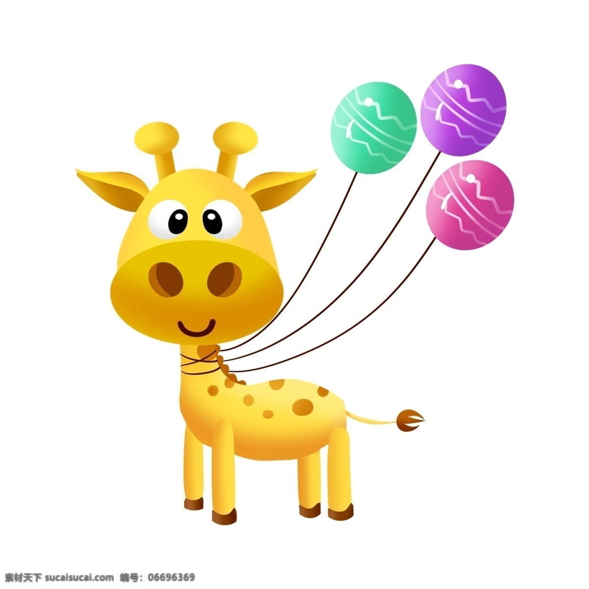 商用 卡通 长颈鹿 气球 可商用 手绘 装饰图案