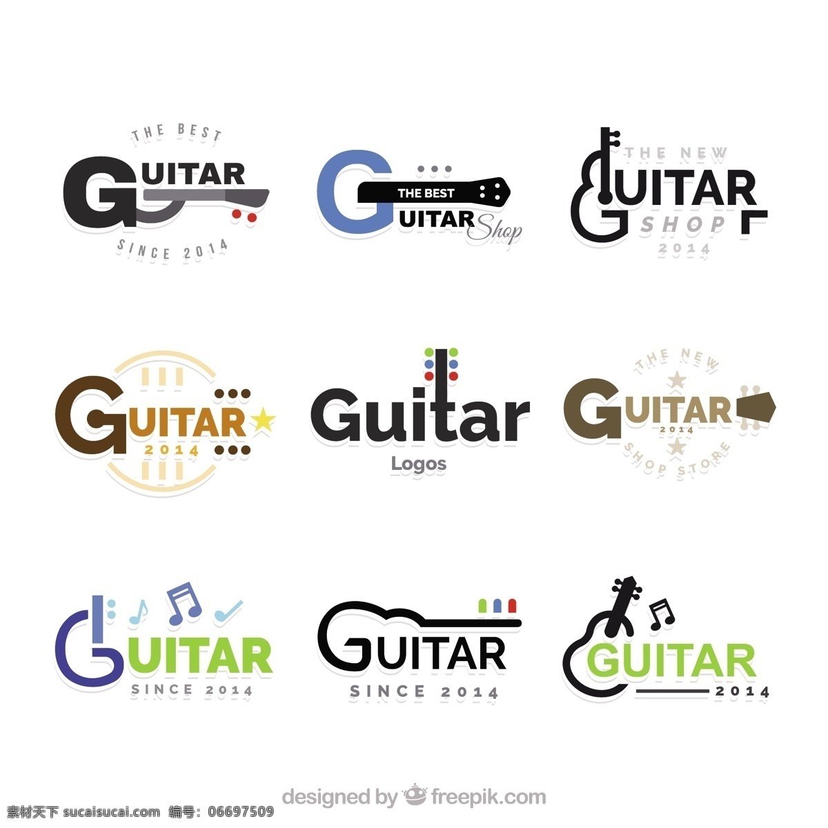 伟大 吉他 标志 收集 色彩 元素 商业 音乐 线 标签 颜色 平面 企业 摇滚 公司 企业形象 品牌 现代 平面设计 声音 音乐会