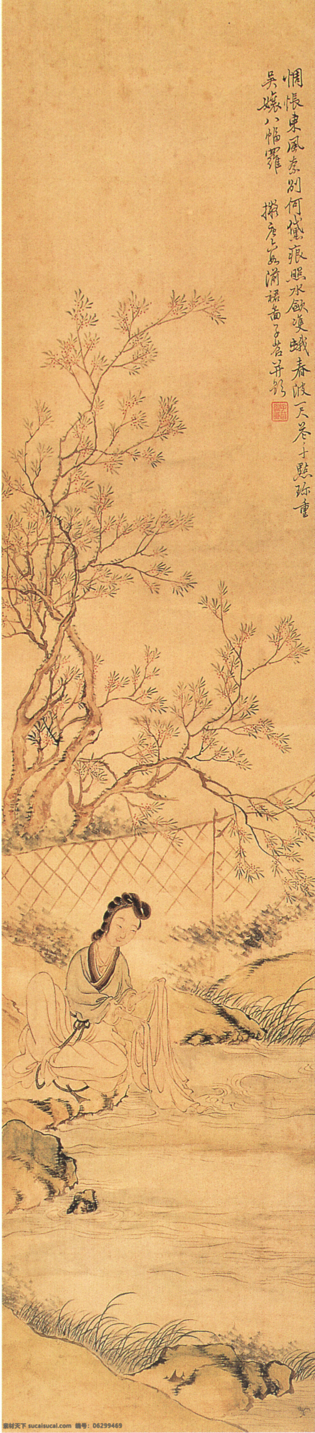 河边 洗衣 工笔 国画 花鸟 名画 水墨 写意 中国画 河边洗衣 中华传世国画 文化艺术