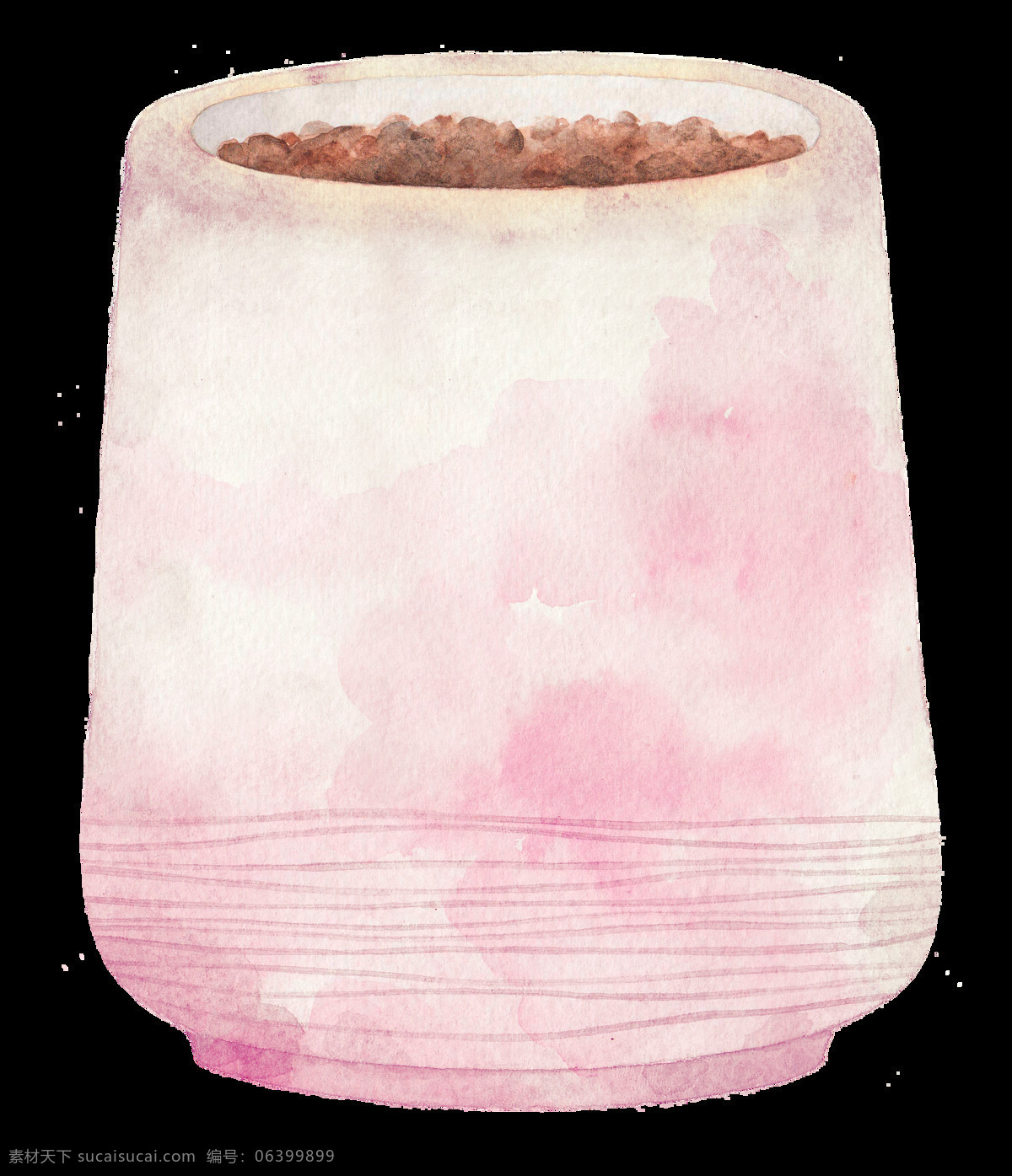 一个 粉色 花盘 透明 淡雅 立体 免扣素材 清新 烧陶 手绘 水彩 透明素材 土壤 装饰图案