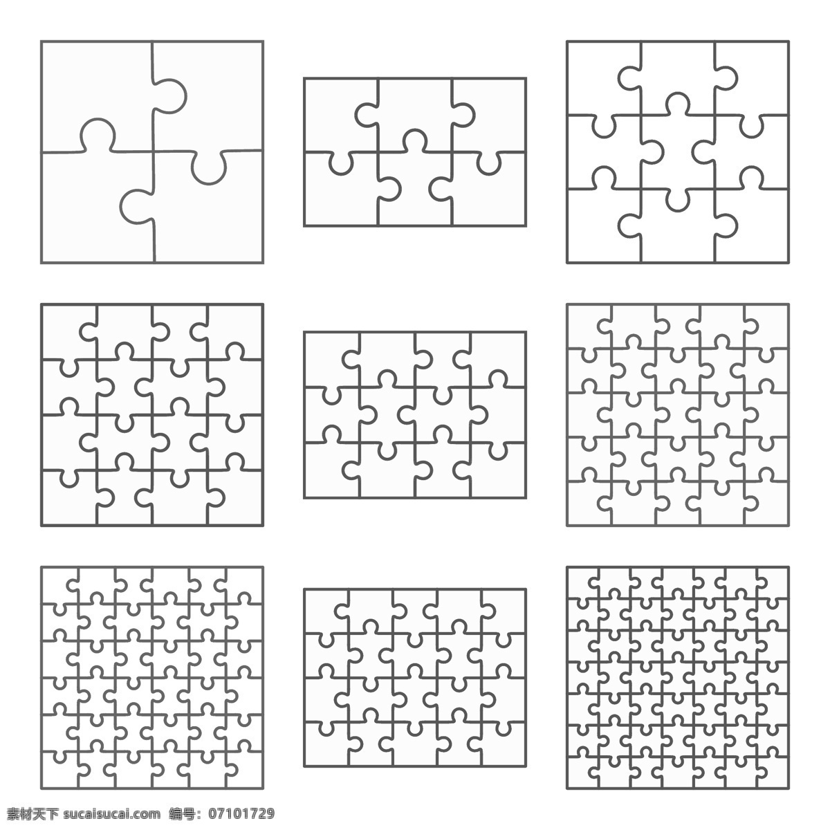 拼图 线 稿 矢量 块状 分割线 拼图线素材
