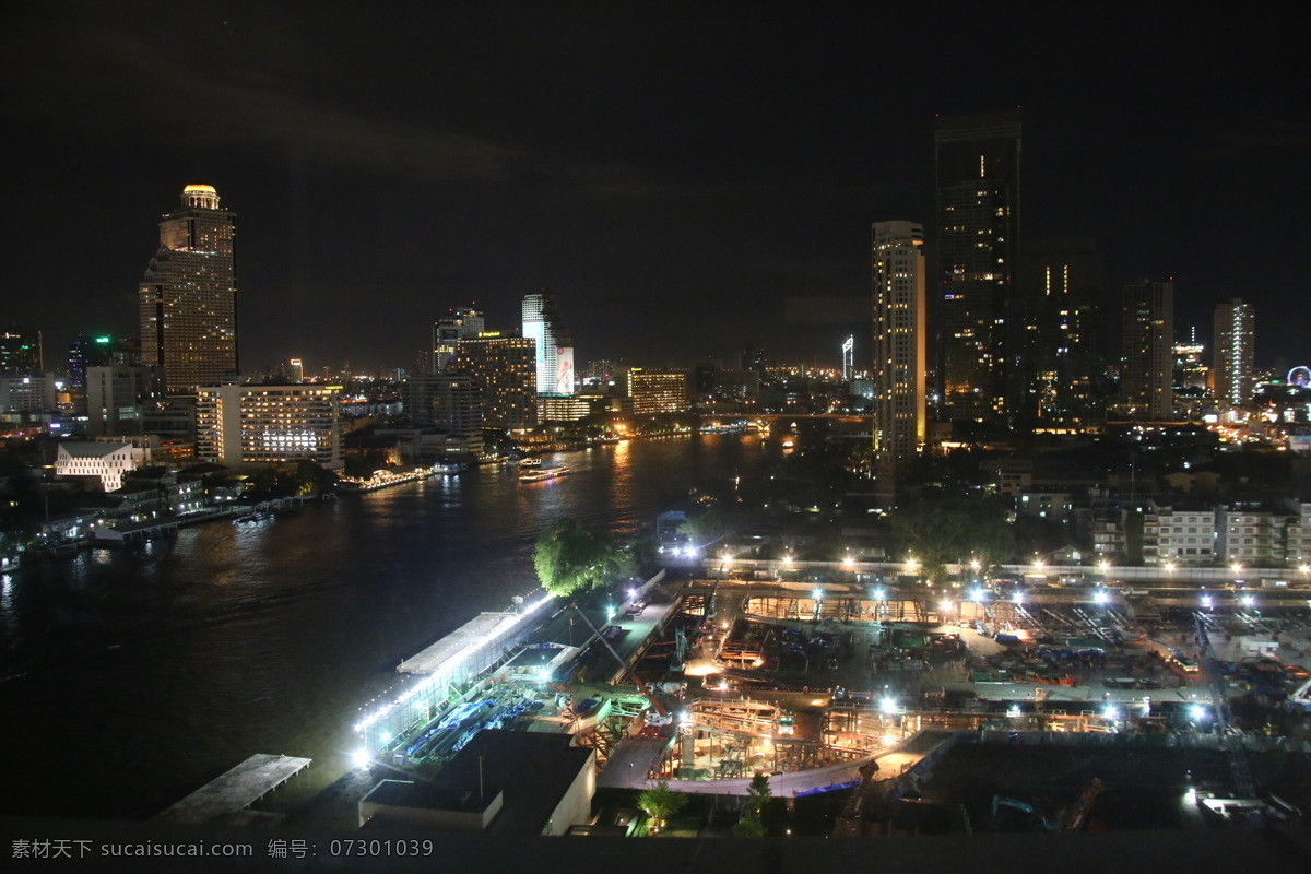 泰国 夜景 湄南河 灯火辉煌 建筑 旅游摄影 国外旅游