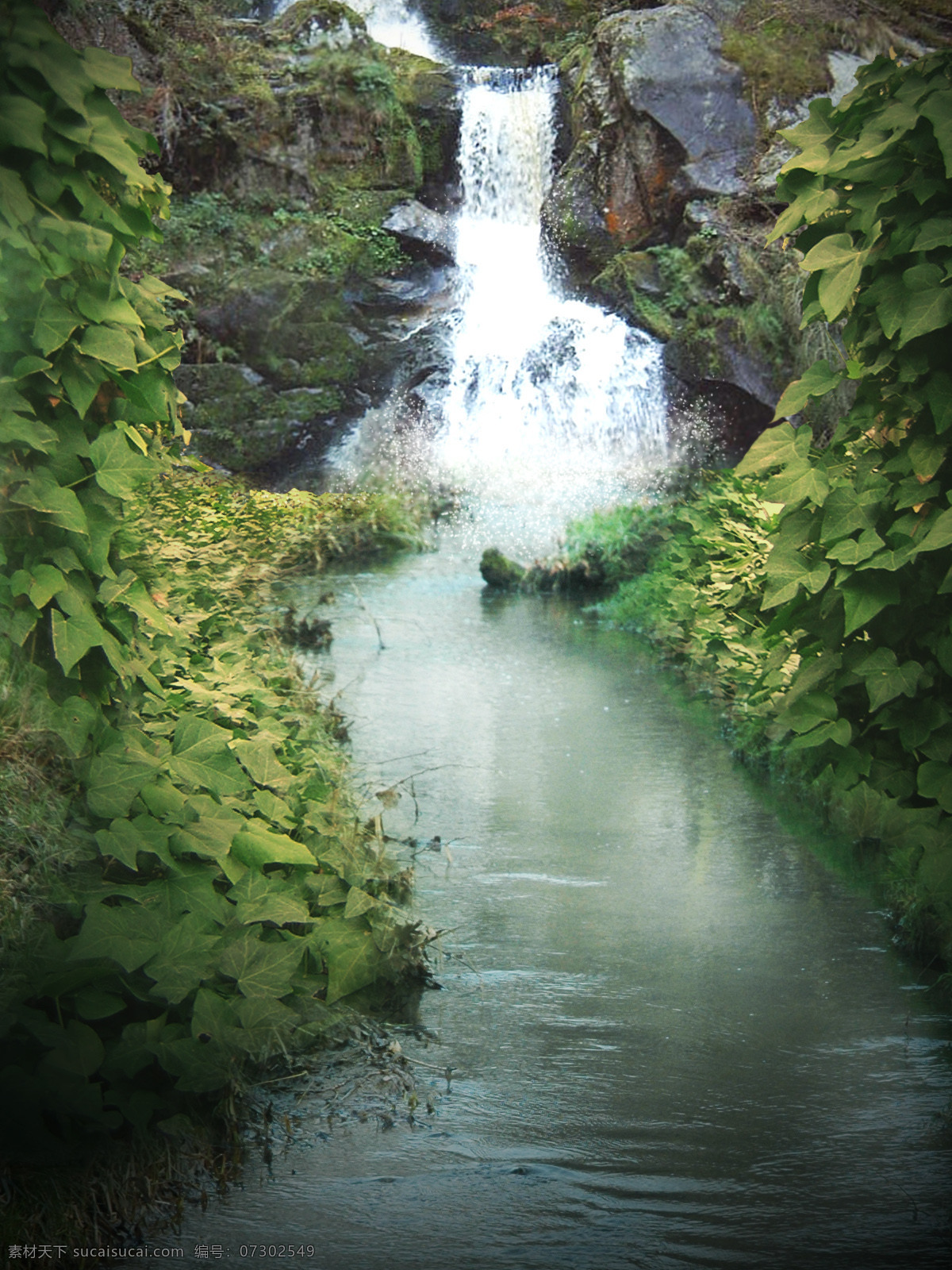 自然风光 摄影图片 小溪 河流 瀑布 石头 树叶 植物 景观 景区 休闲旅游 山水风景 风景图片