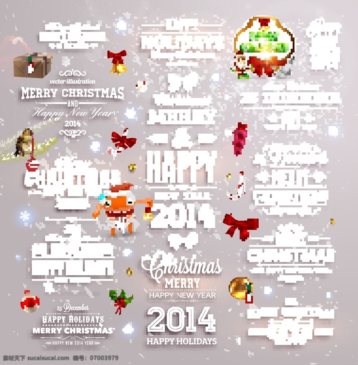 2014 新年 圣诞节 装饰 矢量 标签 装饰品 矢量节日 新的一年