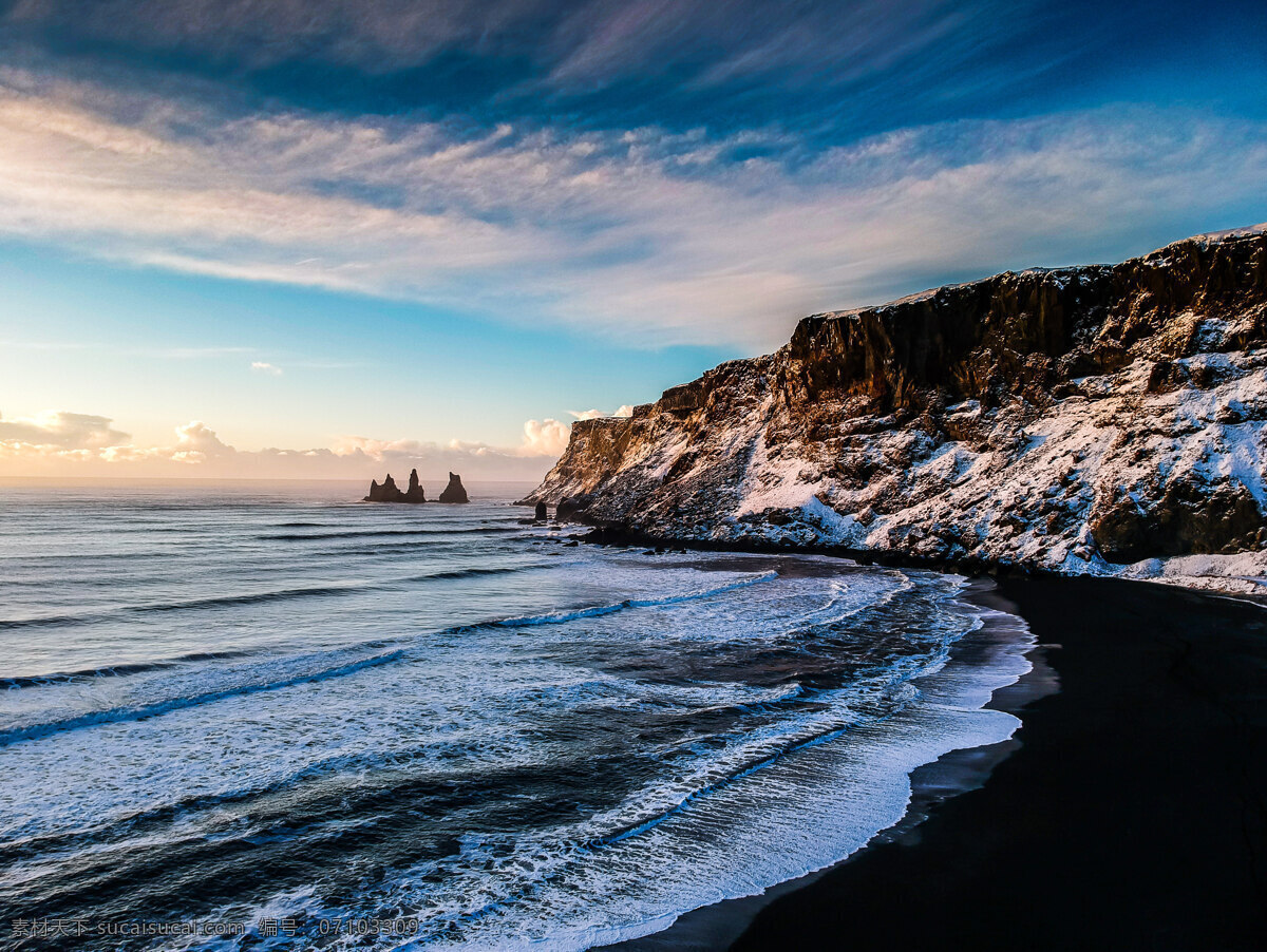 黑色沙滩 沙滩 朝阳 海岸 风景 摄影图 自然景观 自然风景