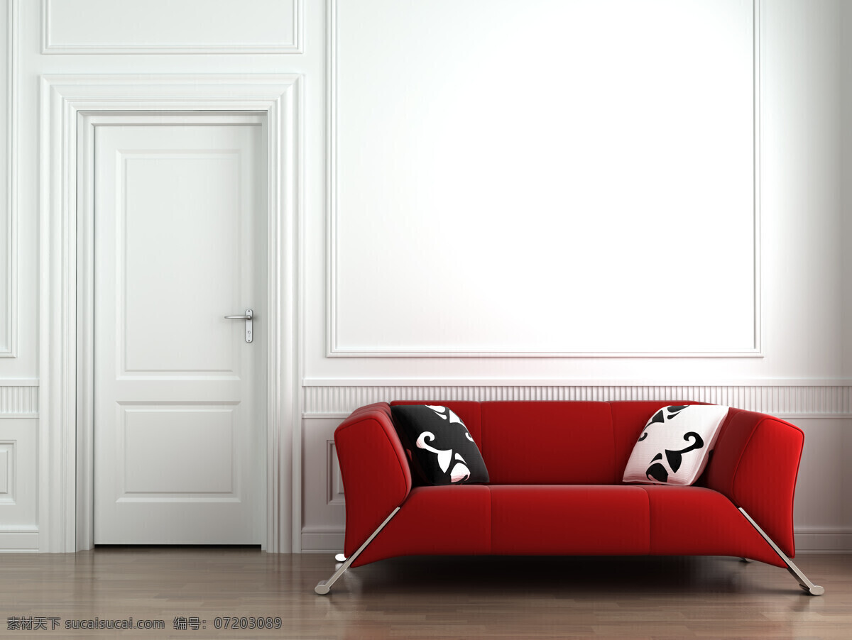 清新 沙发 唯美 红色 室内 家居装饰素材 室内设计