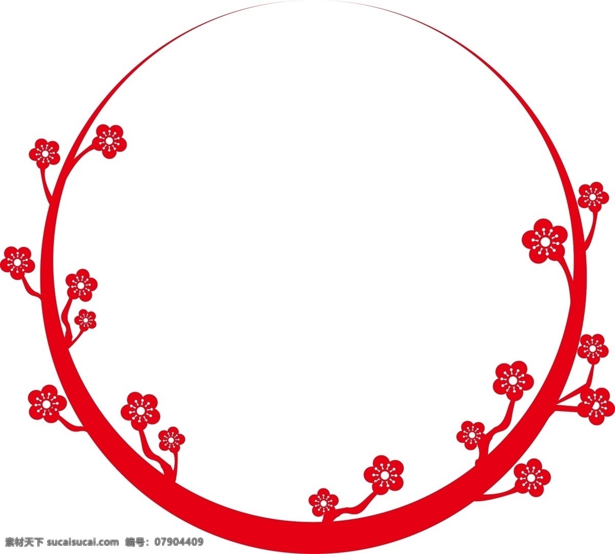 手绘 中国 风 剪纸 边框 商用 红色 梅花 喜庆 复古 创意