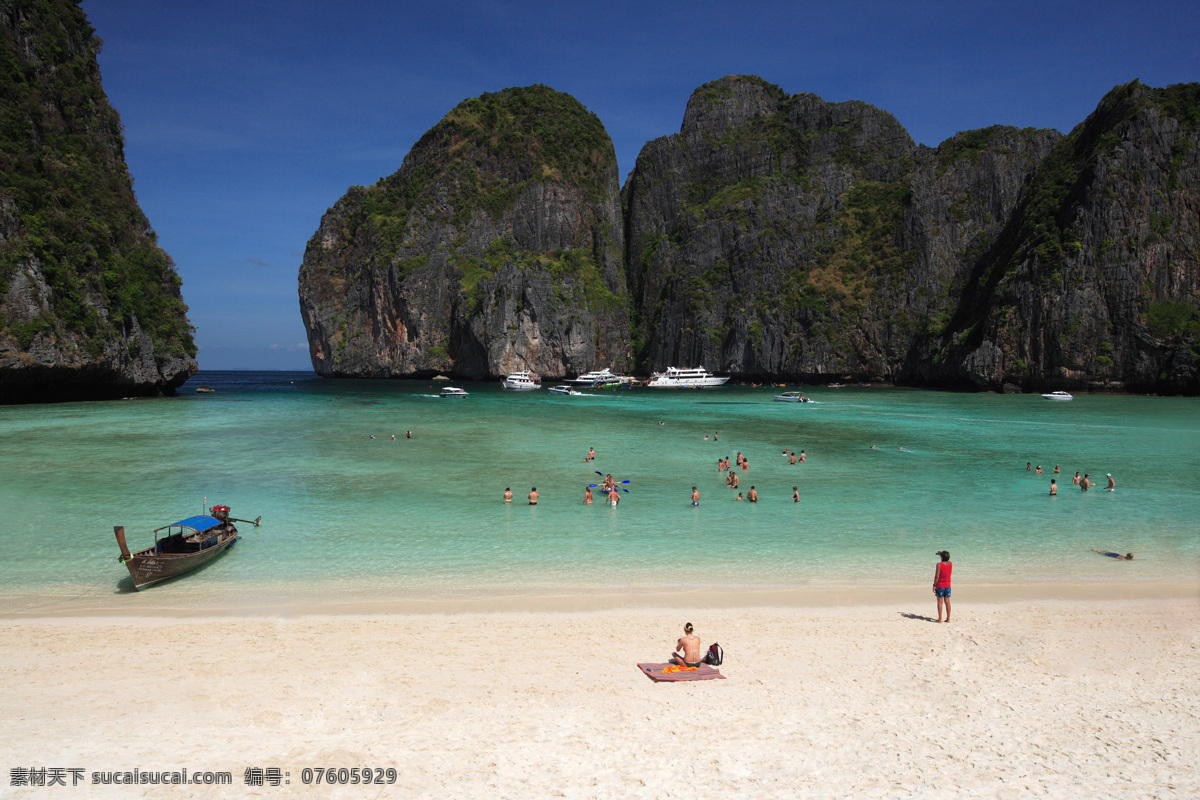 泰国旅游 泰国 旅游 海岛 沙滩 船 美景 海 黑色