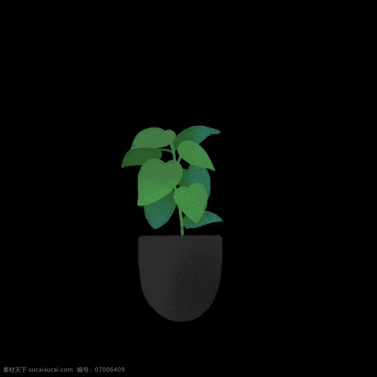 盆栽 植物 叶子 绿色 手绘 免抠