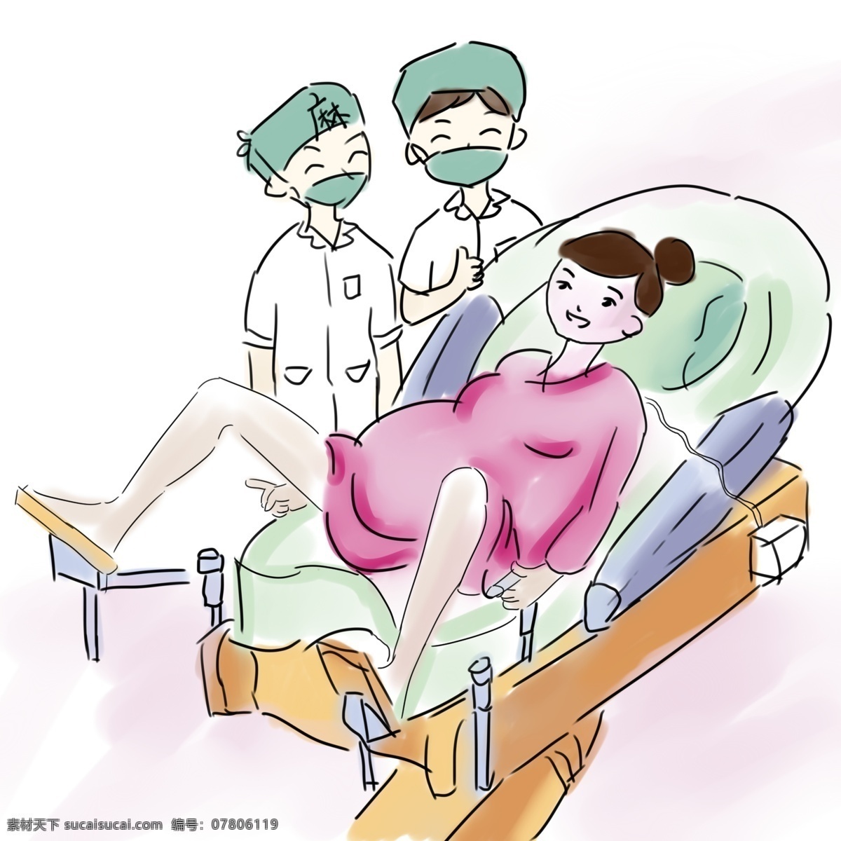 无痛 麻醉 产床 卡通 漫画 顺产过程 导乐顺产 分娩 分层