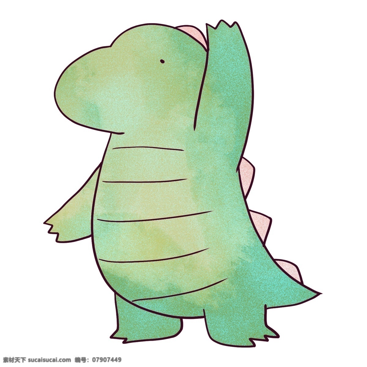 招手 绿色 小 恐龙 插画 招手的恐龙 绿色的小恐龙 呆萌 好看的恐龙 西方传说 站立的恐龙 小眼睛