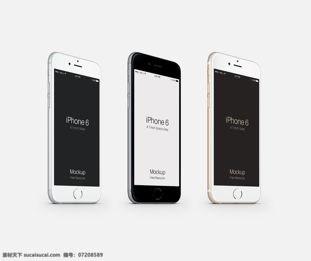 iphone6 模型 iphone 原型图 三个角度 展示模板 分层 白色