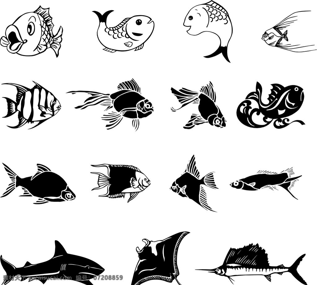 鱼图片 鱼的矢量图 卡通鱼 品种鱼 鱼跳龙门 鲨鱼 鲤鱼 标志图标 其他图标