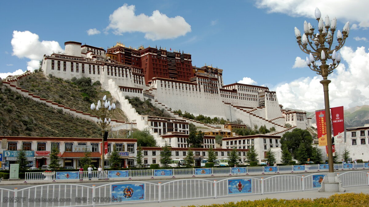美丽 西藏 布达拉宫 高清 中国建筑 著名建筑 蓝天