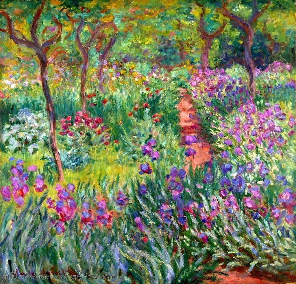 美丽 乡村 鲜花 小道 风景 油画 背景 墙 装饰画 乡村抽象画 树木 暖色调 美景 乡村美景 植物 天空 花朵