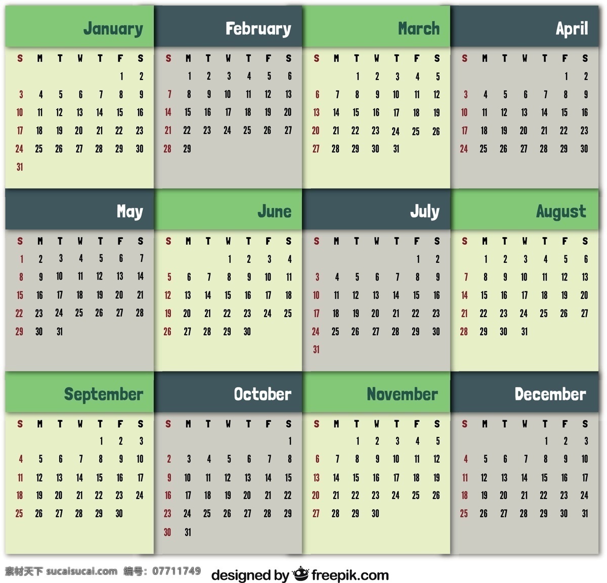 日历 中 绿色 调 模板 时间 数字 计划 年 日期 日程 日记 日 月 周 组织 每日 年度 月度 音调 白色