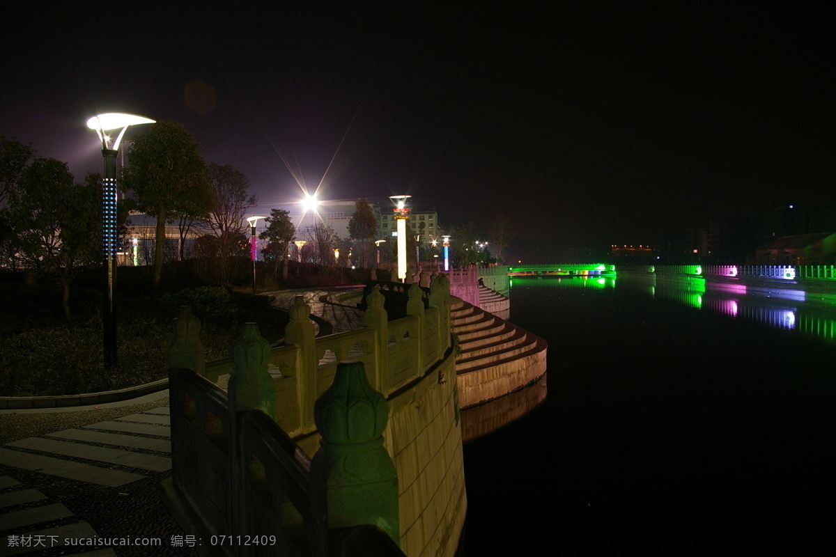 武当山 夜景 霓虹灯 桥 自然风景 自然景观 武当山夜景 装饰素材 灯饰素材