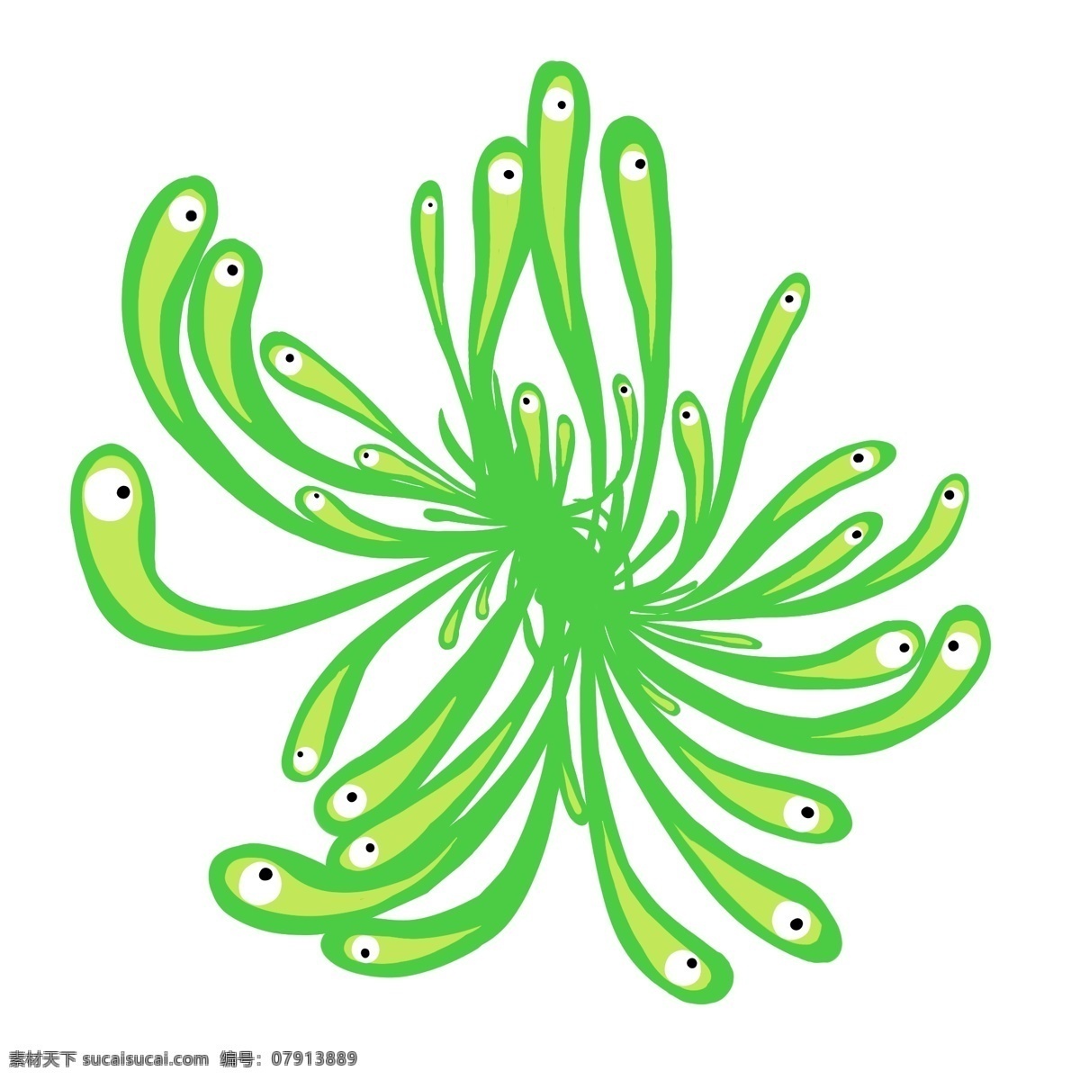 绿色 多头 细菌 插画 绿色的细菌 卡通插画 细菌插画 病菌插画 病菌细菌 有害细菌 多头的细菌