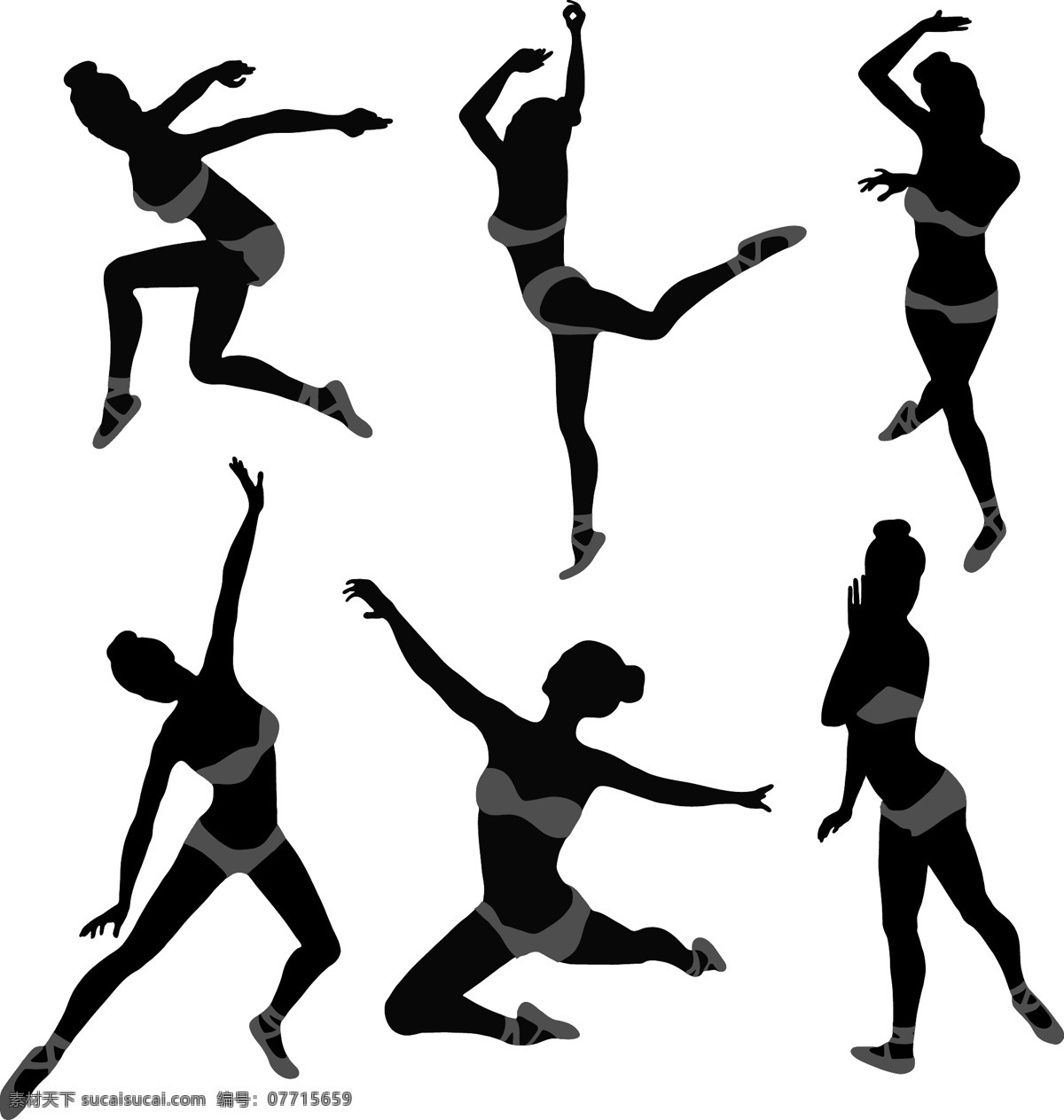 女性 体操 动作 剪影 矢量图
