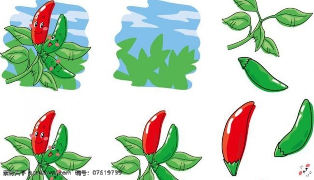 q版 表情 插画 插图 厨房 符号 红辣椒 健康 卡通