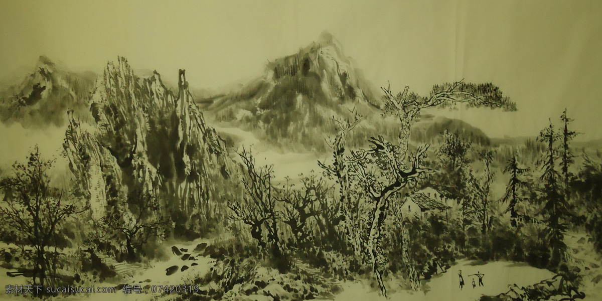 壁画 房屋 风景 风景画 工笔画 国画 绘画书法 江南水墨画 山水 水墨 设计素材 模板下载 山水水墨 水墨山水 中国 山水画 艺术 文化艺术 山水国画 屋子 群山 水墨画 装饰素材 山水风景画