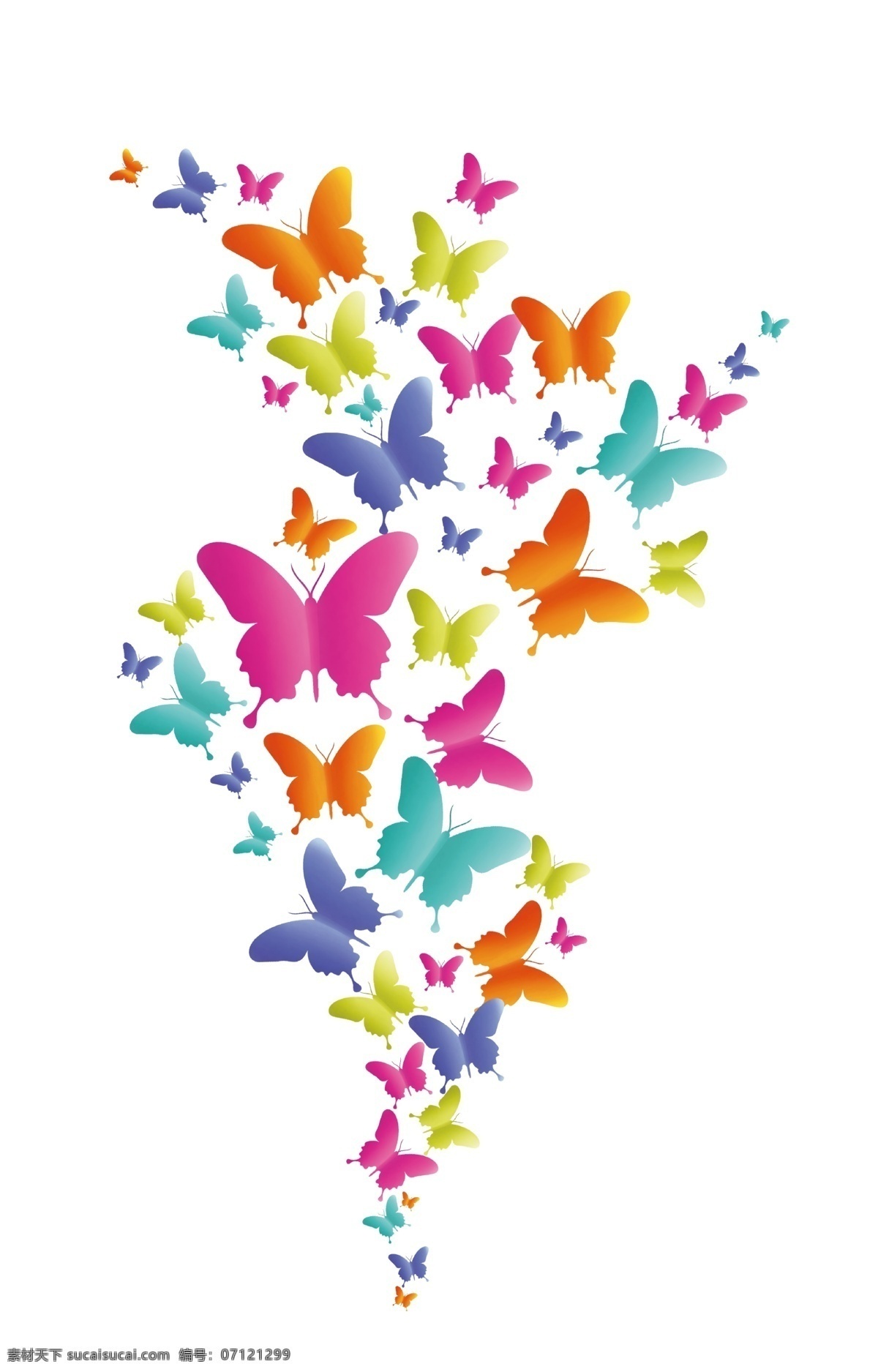 彩色蝴蝶 定位 裁片 彩色 手绘 蝴蝶 分层