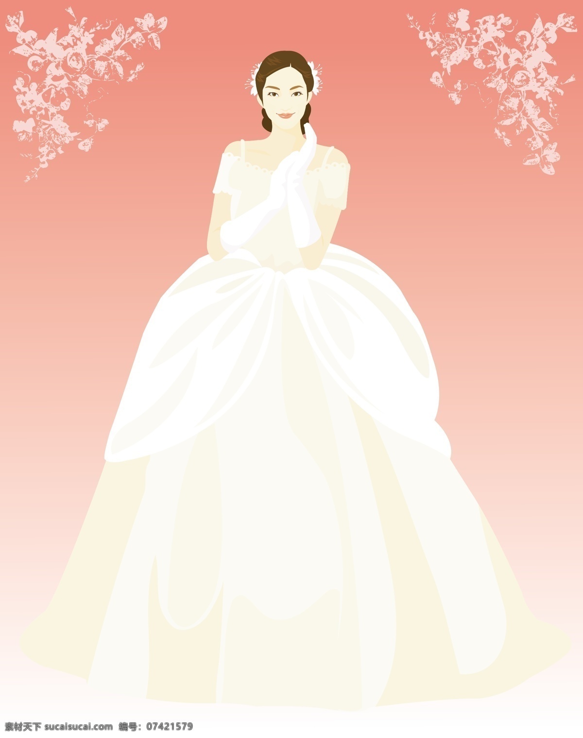 矢量 婚礼 人物 背景 花朵 花纹 婚纱 结婚 卡通 梦幻 模板 情侣 新娘 手套 藤蔓 素材元素 设计稿 源文件 矢量图
