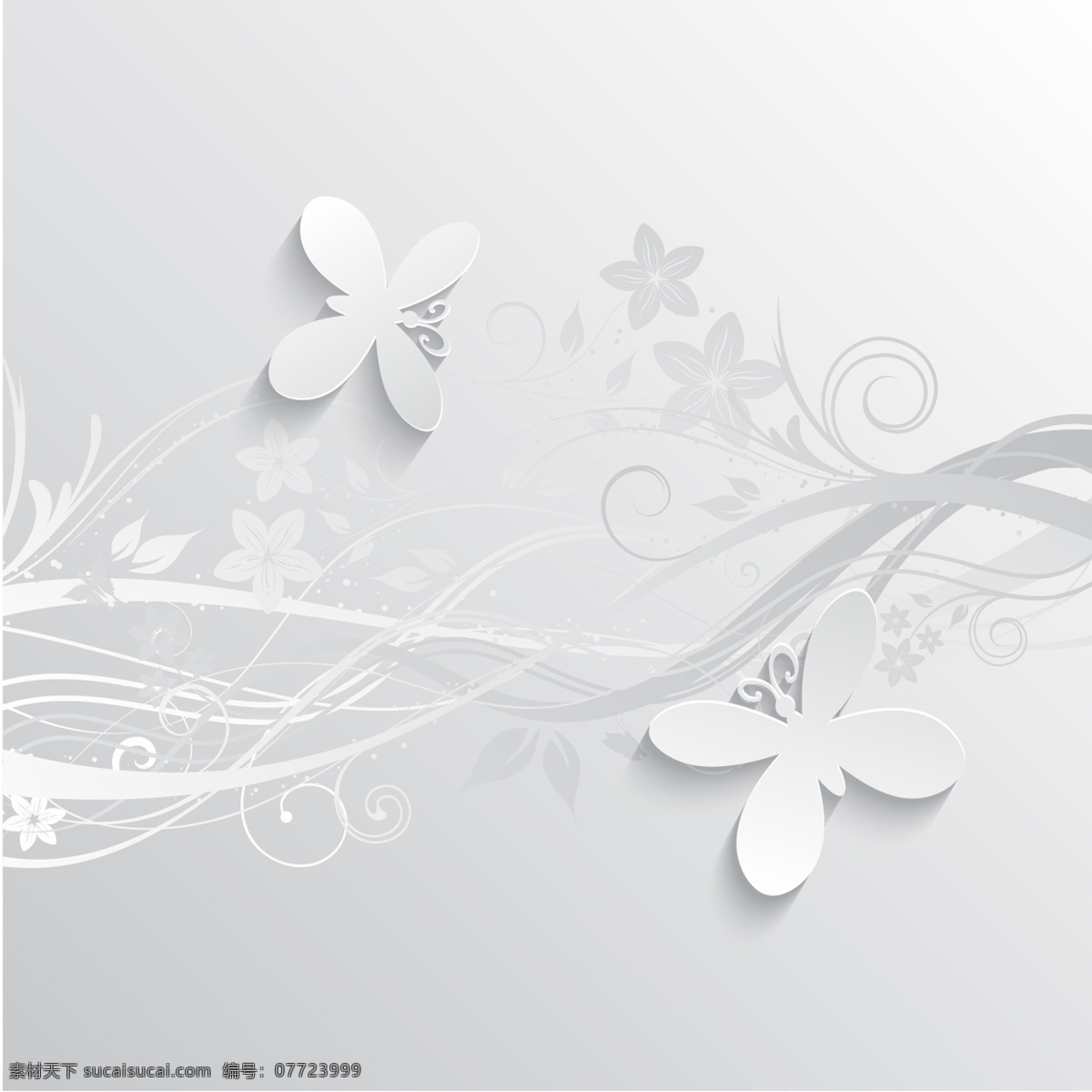 灰 花 蝴蝶 背景 花卉 自然 花卉背景 植物 装饰 现代 自然背景 灰色 风格 灰色背景 现代背景 白色