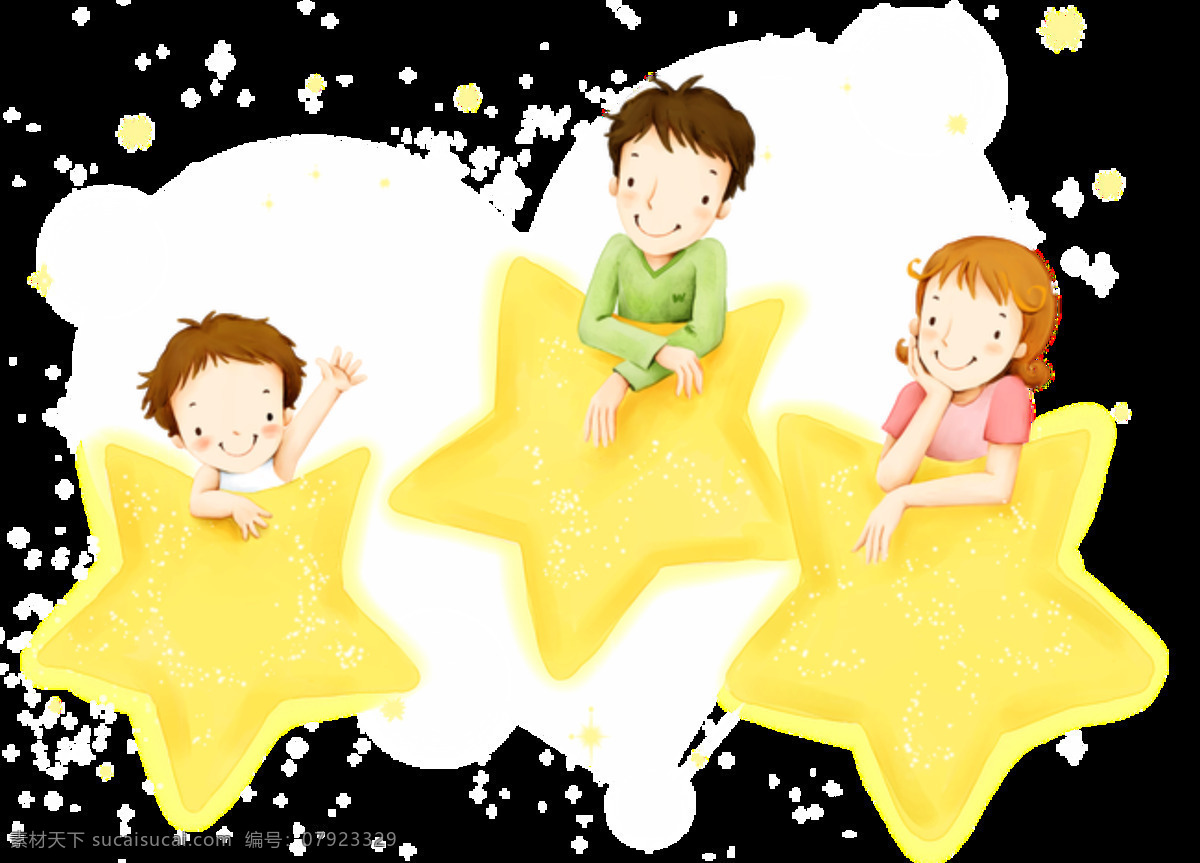 卡通 星星 人物 元素 图案 彩绘装饰画 童话素材 童话装饰物 透明素材 五角星