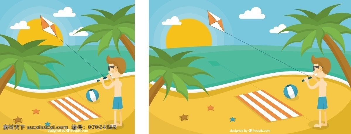 男孩 海滩 上 享受 只 风筝 背景 夏季 儿童 阳光 沙滩 孩子 人 假期 树木 棕榈 夏天海滩 季节 棕榈树