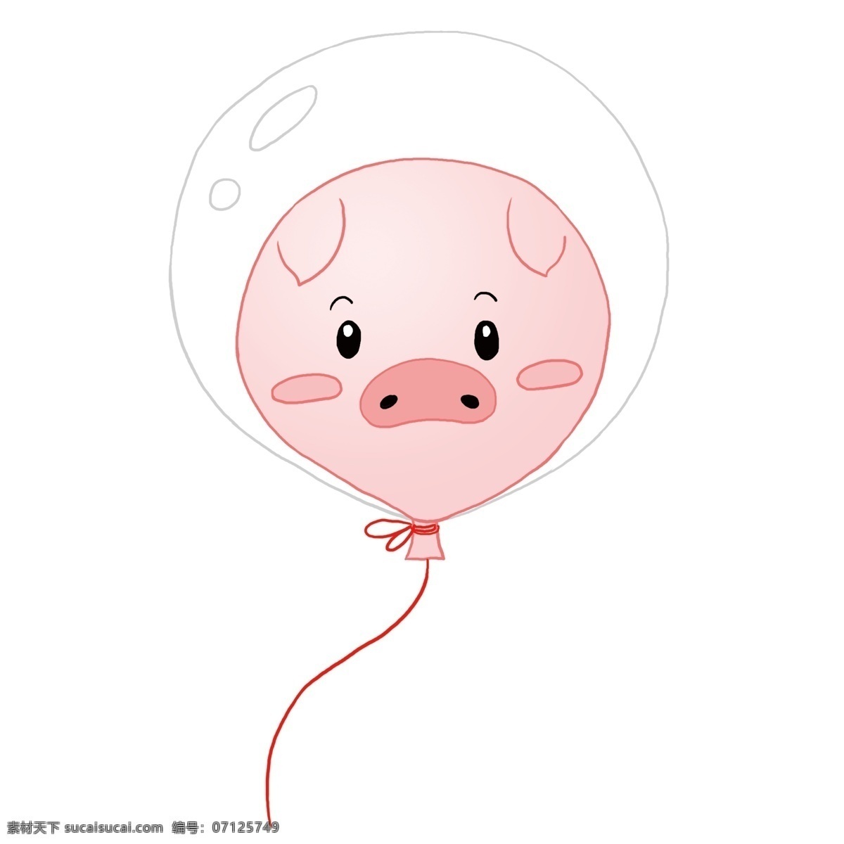 手绘 简 笔画 小 猪 气球 商用 简笔画 简单 卡通