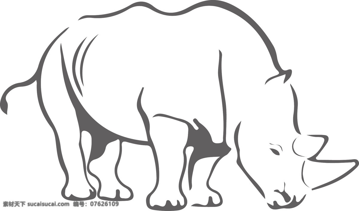 犀牛矢量图 犀牛 动物 矢量图 线稿图 简洁 单色 生物世界 野生动物