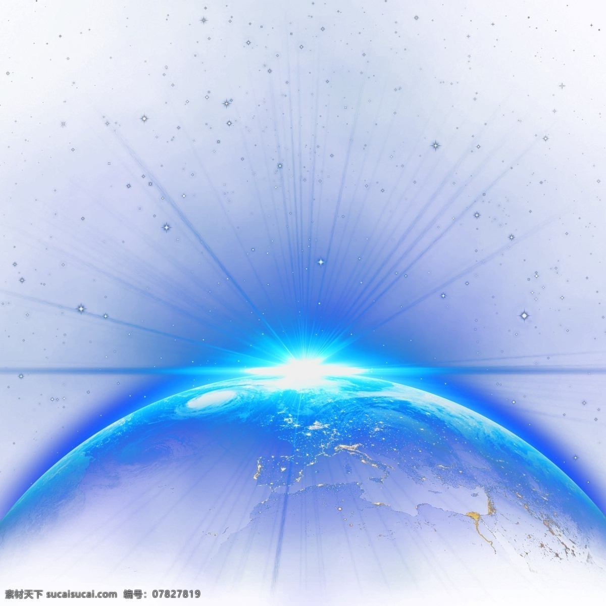 星球之光 光芒 创意 发光 发散 圆弧 地球 弧度 日出 星球 曙光 渐变 照耀 科幻 科技 蓝色 素材类 分层