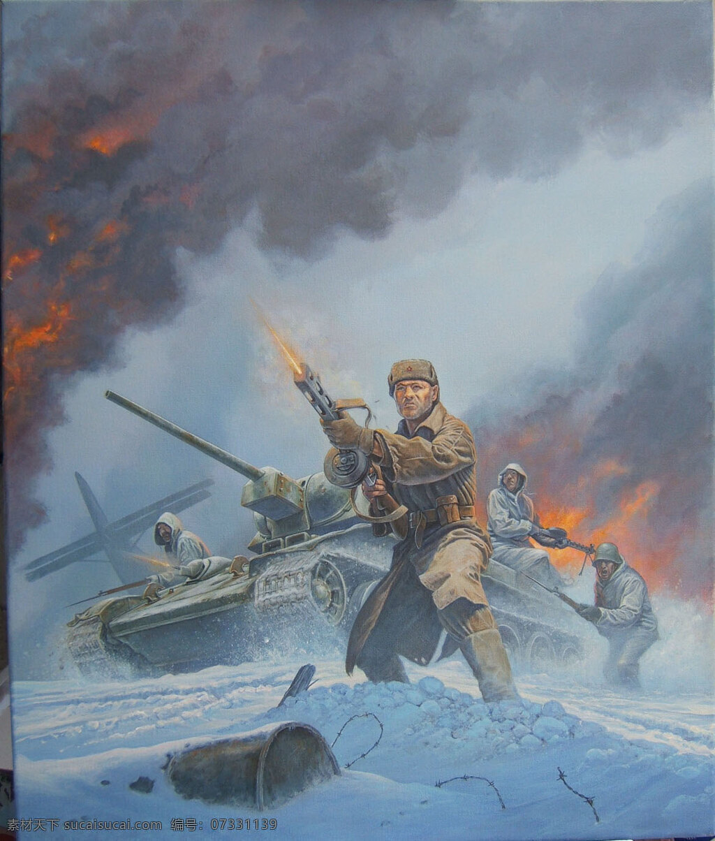 二战绘画 二战 苏德战争 苏军 苏联红军 红海军 油画 二战油画 战争油画 插画 绘画书法 文化艺术