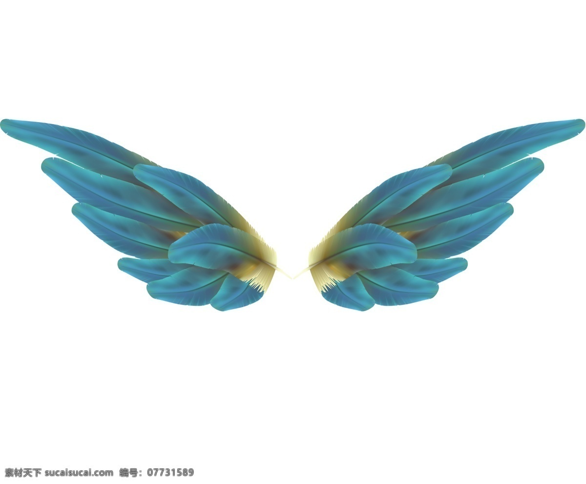 天使 翅膀 分层 创意素材 天使的翅膀 喜庆节日素材 蓝色羽毛 psd源文件