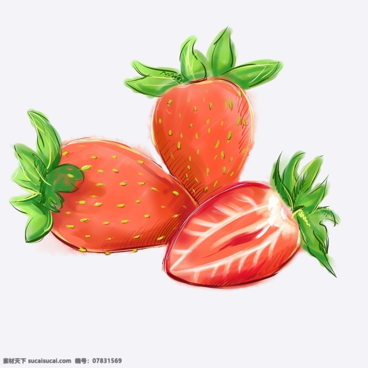 草莓图片 草莓 手绘 水果 果子 手绘素材 分层