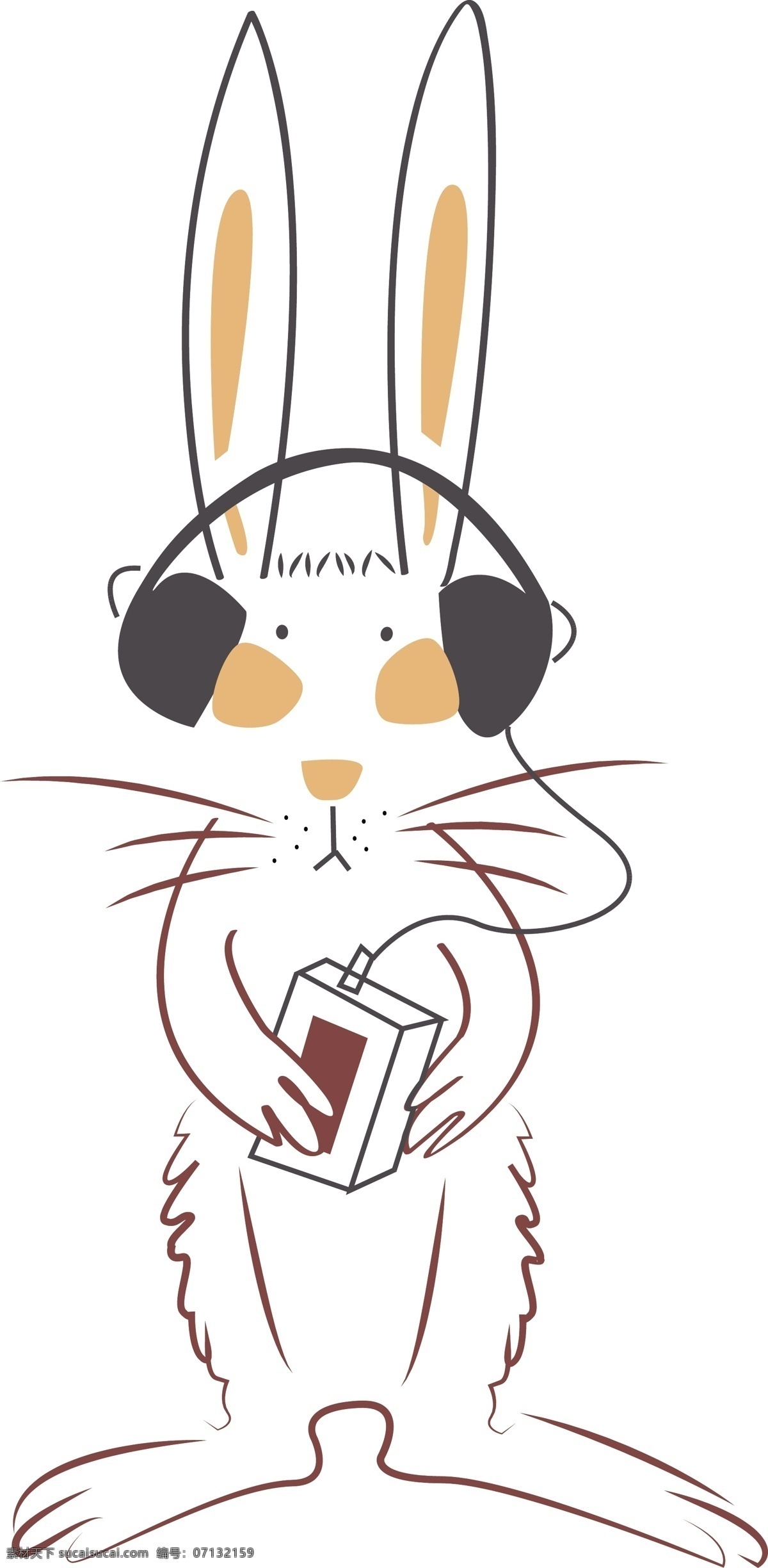 兔子 耳机 动物 图案 兔子图案 卡通兔子 兔子与耳机 写意兔子 收音机