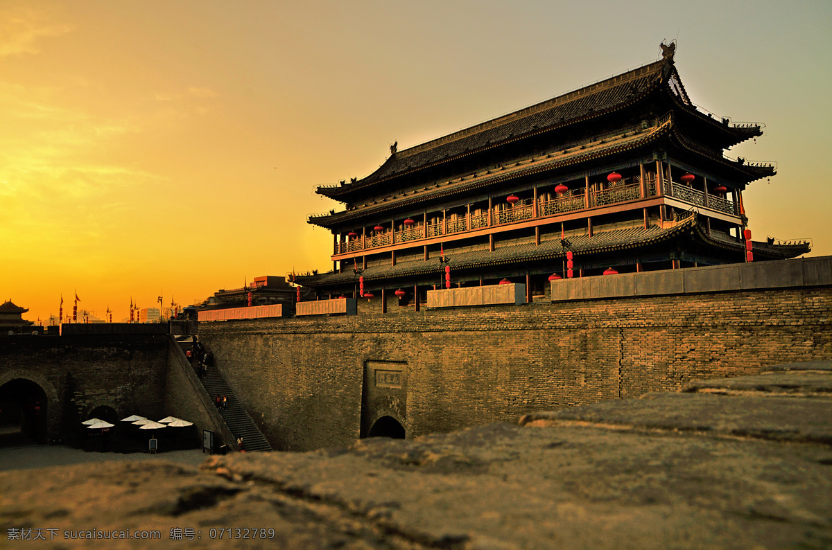 西安明城墙 旅游 景点 古建筑 名胜古迹 古典 中式建筑 文化 自然景观 建筑景观