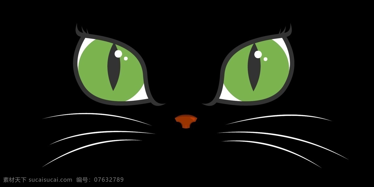 绿夜光猫眼 猫眼 剪影 矢量 轮廓 猫 眼睛 绿眼 夜光 黑色