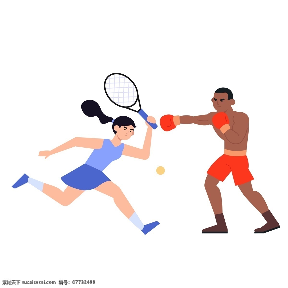 运动 网球 拳击 扁平 风 人物 扁平分人物 插画人物 banner 运动网球拳击 可爱的人物 可爱简约人物
