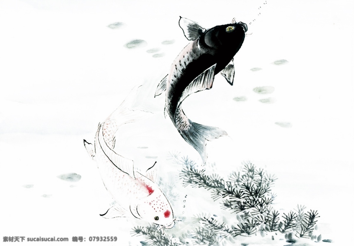 廉政 中国 风 国画 画册 水墨 鱼 展板 中国风素材 psd源文件