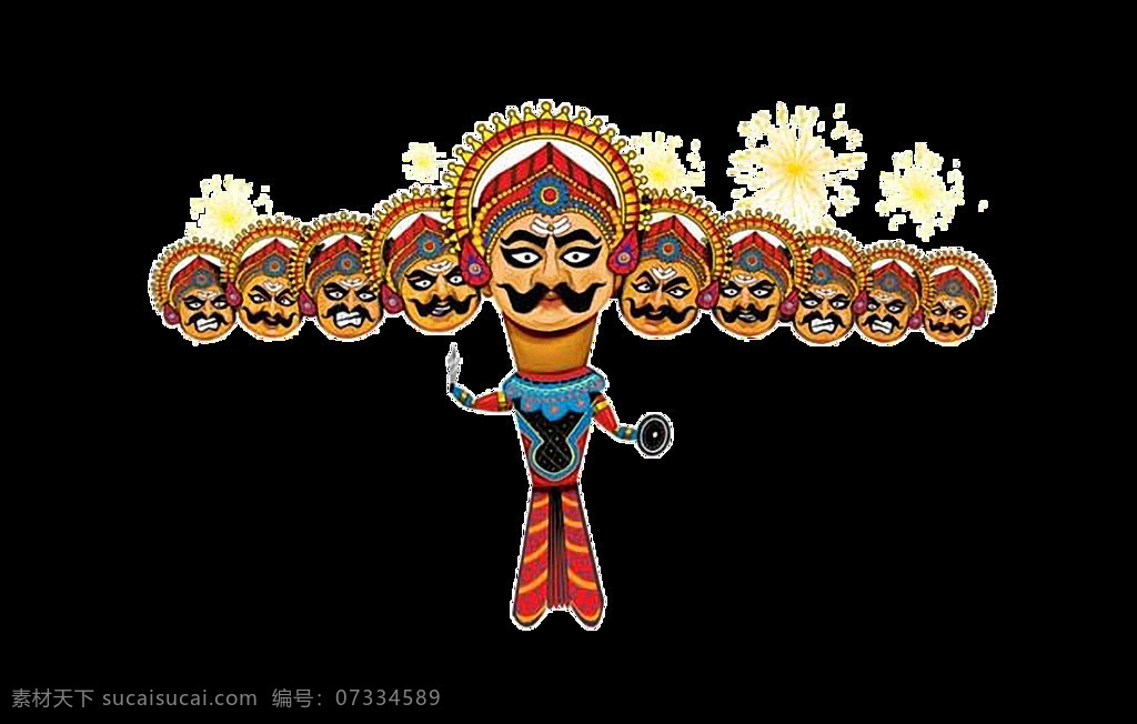 彩色 手绘 罗波 神 免 抠 透明 图 层 罗波那 ravana 印度神 印度教神 印度神话人物 宗教神话 宗教神 印度教的神 印度教 神话 人物 拉瓦那