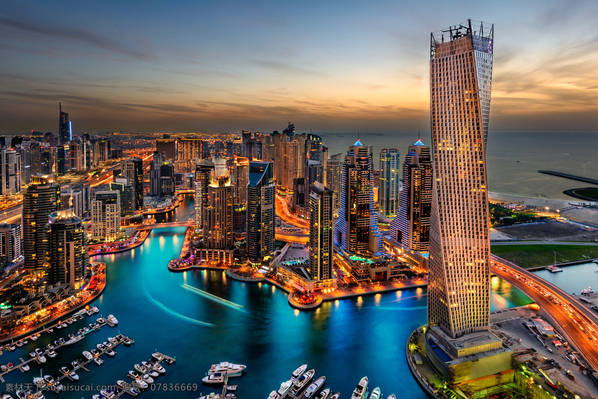 俯瞰 迪拜 城市鸟瞰 迪拜夜景 摩天大楼 高楼大厦 城市夜景 城市风景 城市风光 环境家居