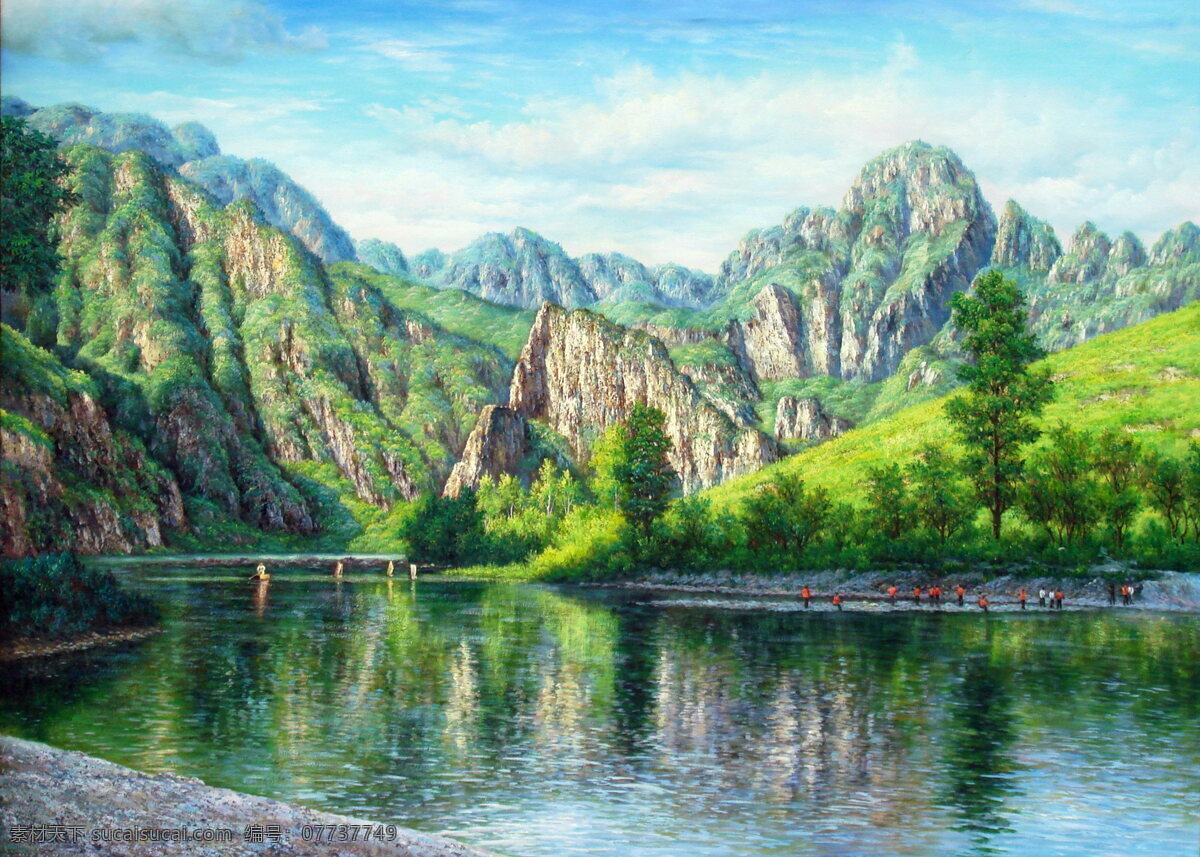 油画 山水风景 风景画 山水画 青山绿水 山峰