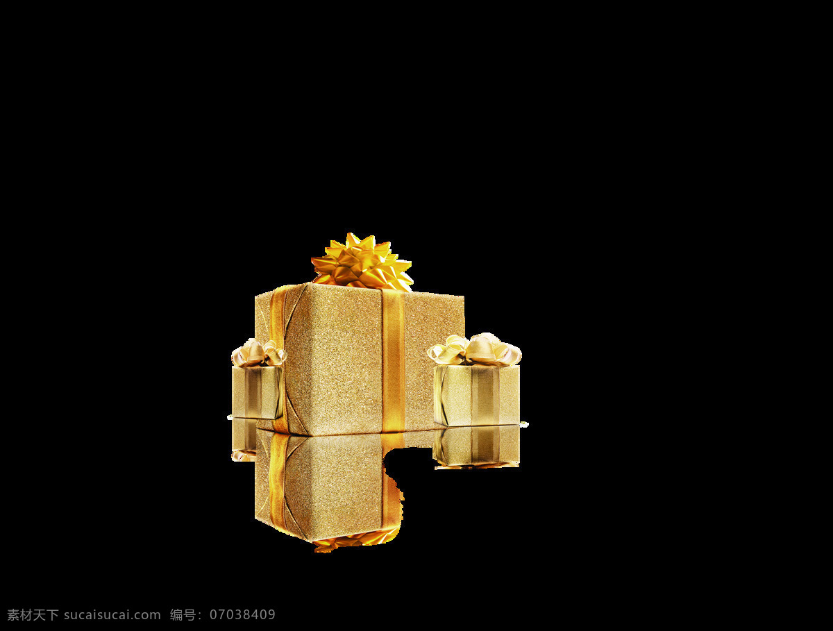 金色 礼物 装饰 礼盒 大气 蝴蝶结 质感