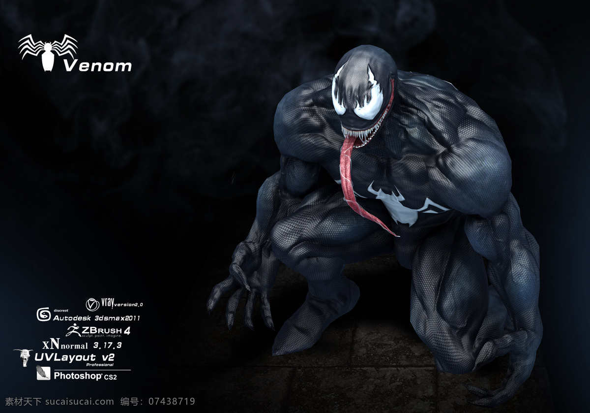 3d角色 毒液 cg角色 三维角色 游戏角色 venom 漫画英雄 zb角色 3d模型 3d作品 3d设计